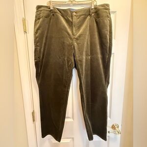 Talbots Flawless Slim Ankle Corduroys Olive Green Size 20W New With Tags